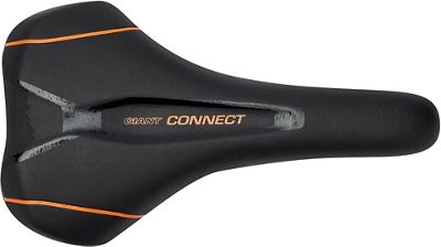 Giant Connect Upright Road Bike Saddle - Black-Orange - Steel Rails - Black Base}, Black-Orange