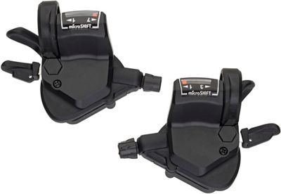 microSHIFT TS39-7 3x7 Speed MTB Gear Shifters - Black - Pair, Black