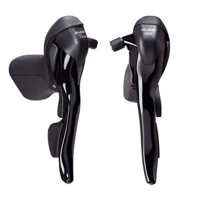 microSHIFT R473 3x7 Speed Gear-Brake Levers - Black - Pair, Black