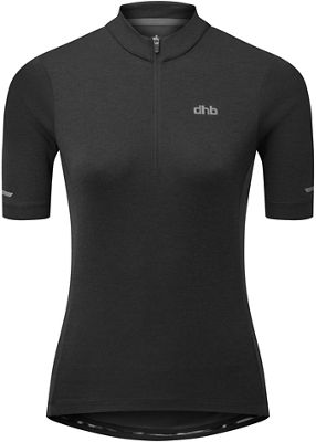 dhb Women's 1-4 Zip Short Sleeve Jersey 2.0 - Black - UK 8}, Black