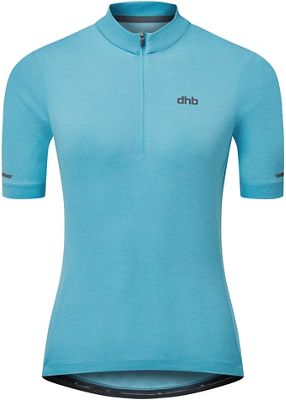 dhb Women's 1-4 Zip Short Sleeve Jersey 2.0 - Blue - UK 8}, Blue