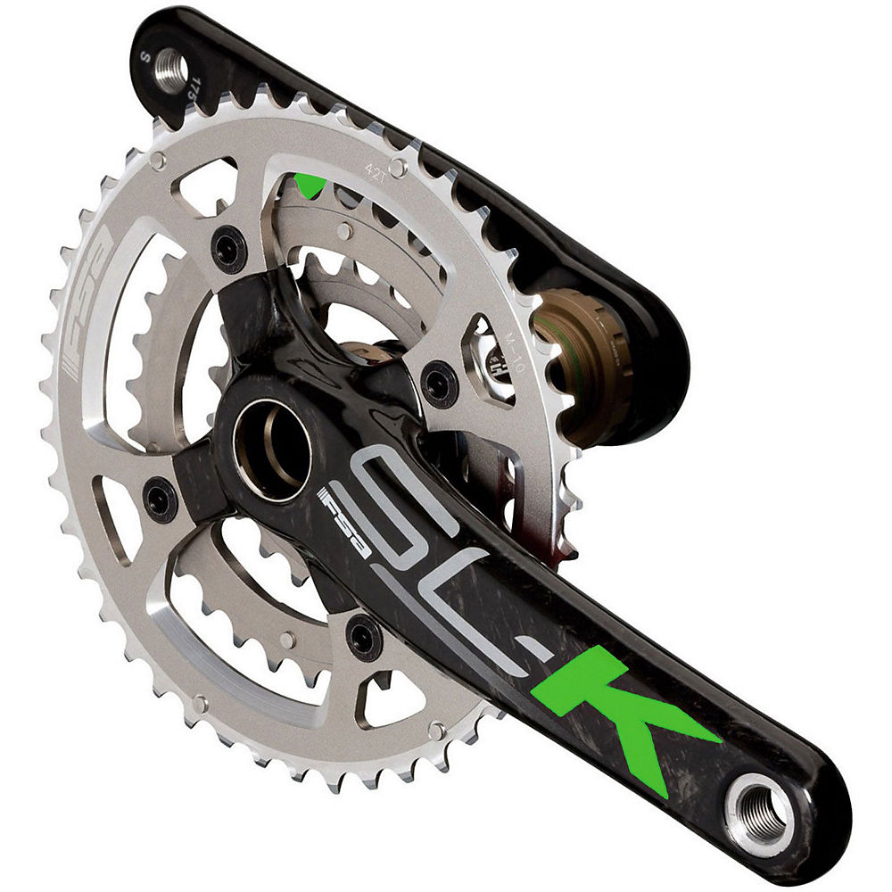 FSA SL-K MTB Triple 10 Speed Chainset - Argent-Noir - Shimano, Argent-Noir