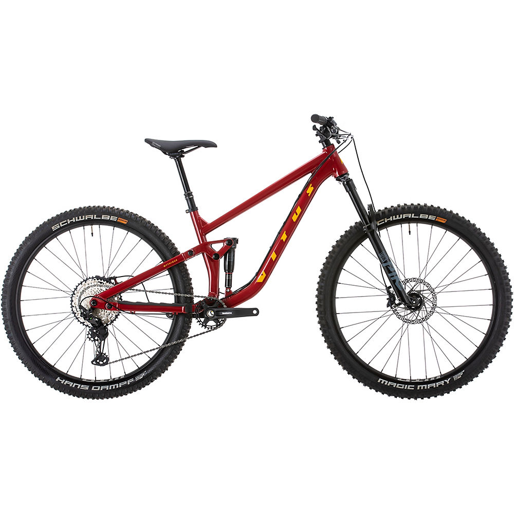 Vitus Mythique 29 AMP Mountain Bike - Octane Red - Yellow}, Octane Red - Yellow}