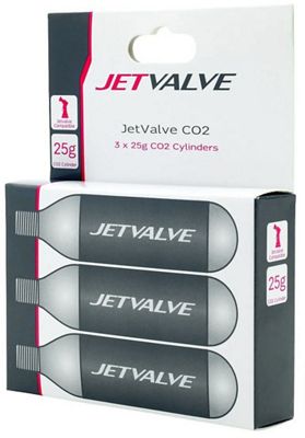 Weldtite Jetvalve CO2 Cyclinders - 25g - Silver - 3 Pack}, Silver