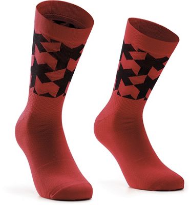 Assos Monogram Evo Cycling Socks - Vignaccia Red - S/M}, Vignaccia Red