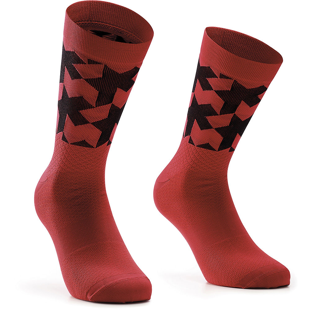 Assos Monogram Evo Cycling Socks - Vignaccia Red - S/M}, Vignaccia Red