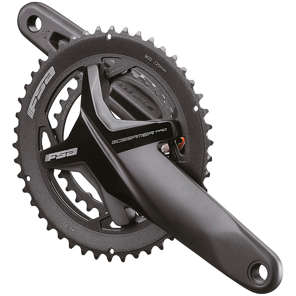 FSA Gossamer Pro 386 Evo Road Chainset - Black - 52.36T}, Black