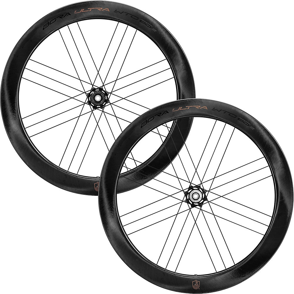 Image of Campagnolo Bora Ultra WTO 60 Carbon Disc Clincher Road Wheelset - Black / Shimano / 12mm Front - 142x12mm Rear / Centerlock / Pair / 10-11 Speed / 700c