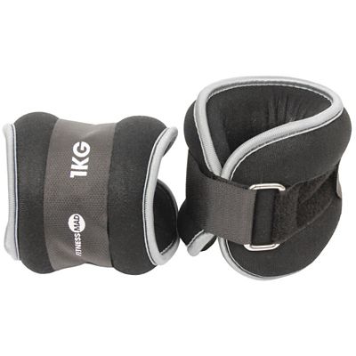 Fitness-Mad Neoprene Wrist-Ankle Weights (2 x 1Kg) - Black, Black