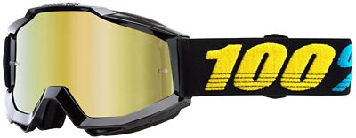 100% Accuri Virgo Mirror Gold Lens Goggles - black-yellow logo, black-yellow logo