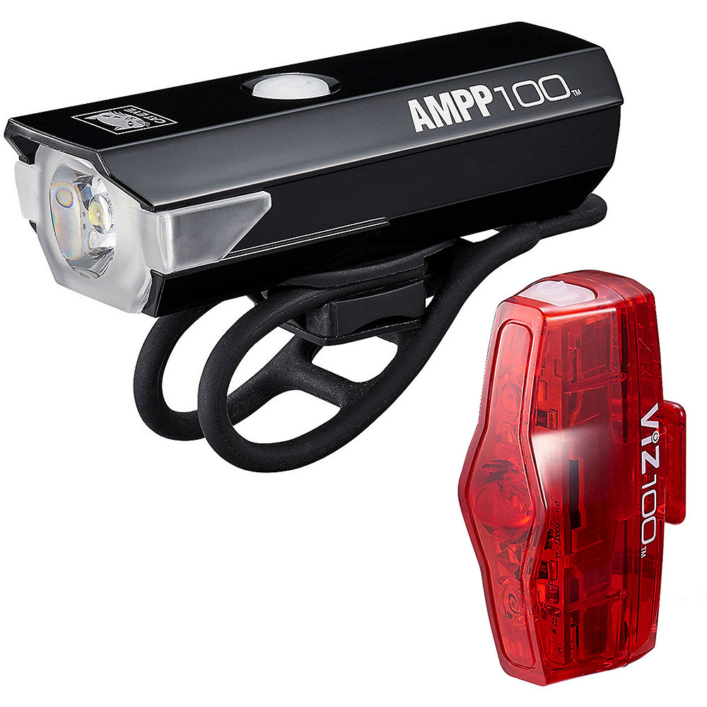 Cateye AMPP 100 and VIZ 100 Light Set - Black - Red, Black - Red