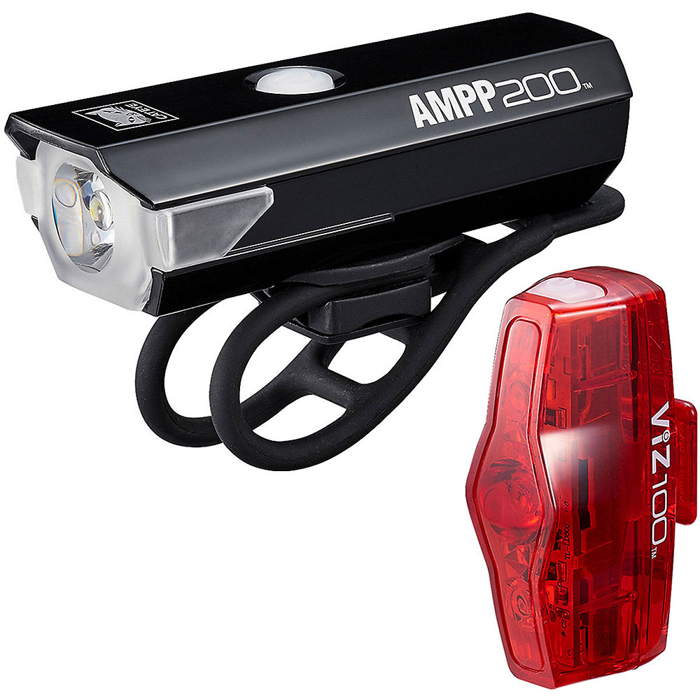 Cateye AMPP 200 and VIZ 100 Light Set - Black - Red, Black - Red