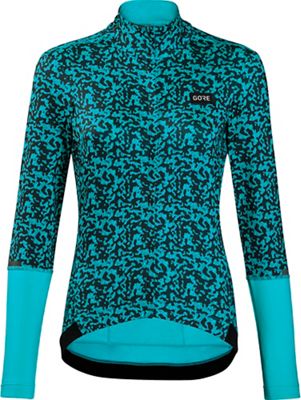 Gore Wear Women's Progress Thermal Camo Jersey AW21 - Scuba Blue-Orbit Blue - 38, Scuba Blue-Orbit Blue