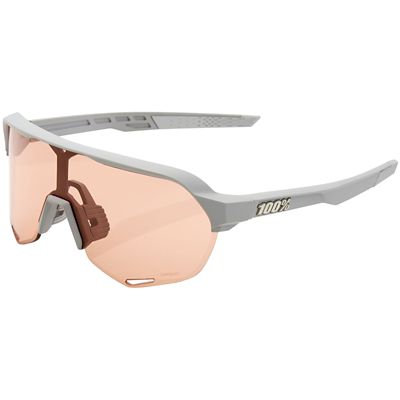 100% S2 Soft Tact Stone Grey Hiper Sunglasses - Coral Lens, Coral Lens