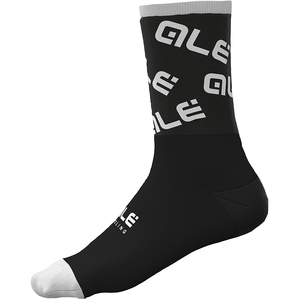 Alé Logo 18cm Cycling Socks AW21 - Black-White - S}, Black-White