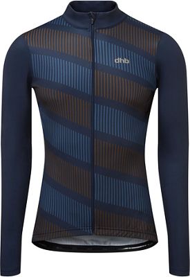 dhb Blok Long Sleeve Jersey (SIGNAL) - Navy-Brown - L}, Navy-Brown