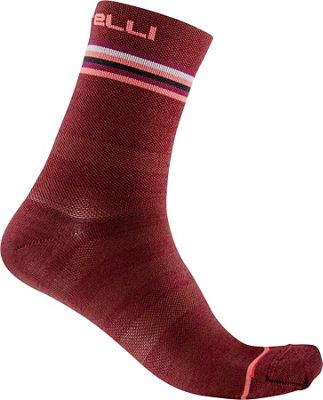 Castelli Women's Go 15 Cycling Sock - BORDEAUX-BRILLIANT PINK-WHITE - S/M, BORDEAUX-BRILLIANT PINK-WHITE
