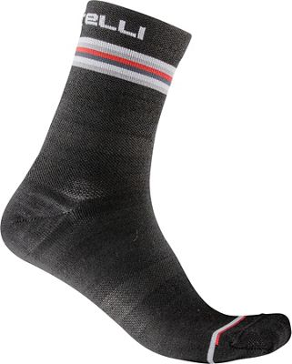 Castelli Women's Go 15 Cycling Sock - DARK GRAY-WHITE-RED - L/XL/XXL, DARK GRAY-WHITE-RED