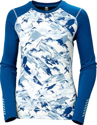 Helly Hansen Women's Lifa Active Graphic Baselayer AW21 - Deep Fjord Mountain Camo - XS}, Deep Fjord Mountain Camo