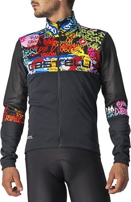 Castelli Graffiti Windstopper Cycling Jacket - Light Black Explosion - L}, Light Black Explosion