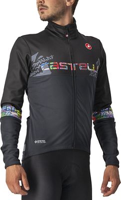 Castelli Graffiti Windstopper Cycling Jacket - Light Black Street Art Dark - L}, Light Black Street Art Dark