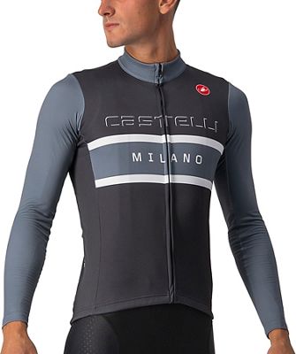 Castelli Milano Pro Thermal Long Sleeve Jersey - Dark Grey-Grey, Dark Grey-Grey