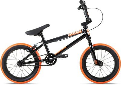 Stolen Agent 14" BMX Bike 2022 - Black - Dark Neon Orange Tyres, Black - Dark Neon Orange Tyres