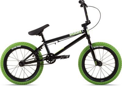 Stolen Agent 16" BMX Bike 2022 - Black - Neon Green Tyres, Black - Neon Green Tyres