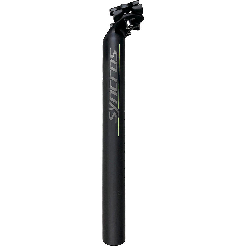 Image of Syncros RR12 Carbon Layback Seatpost - Matte Black-Green - 31.6mm, Matte Black-Green