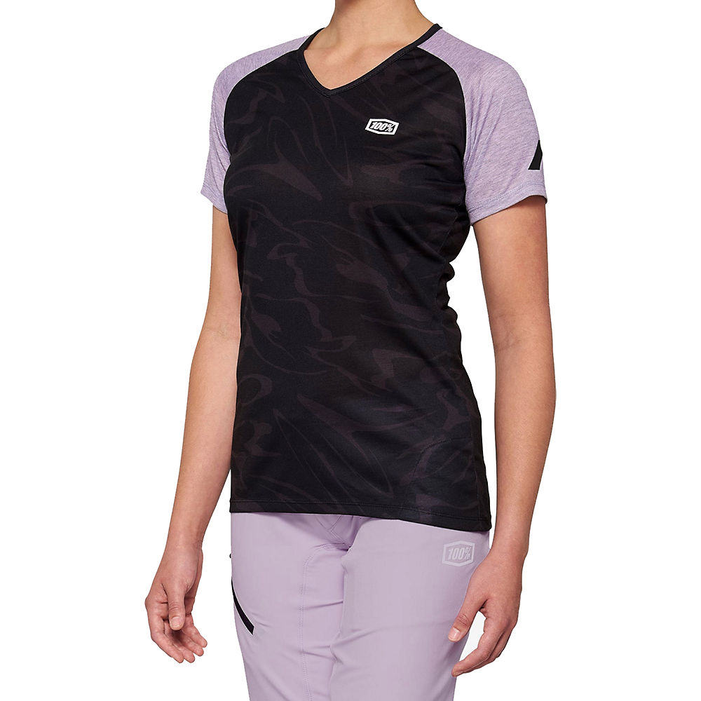 100% Womens Airmatic Jersey SS22 - Black-Lavender - M}, Black-Lavender