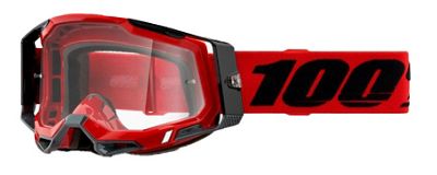 Maschera 100% Racecraft 2 (lente trasparente) SS22 - rosso, rosso