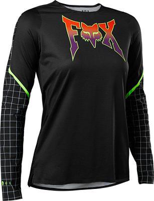 Fox Racing Women's Flexair Long Sleeve Jersey Celz SS22 - Black - M}, Black