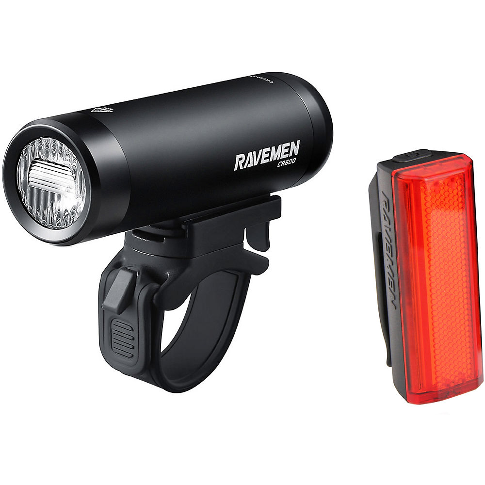 Ravemen CR600-TR20 USB Rechargeable Light Set - Black - 600/20 Lumens}, Black