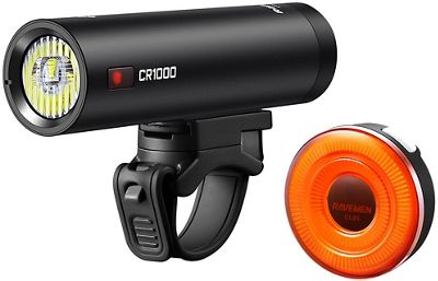 Ravemen CR1000-CL05 USB Rechargeable Light Set - Black - 1000/30 Lumens}, Black
