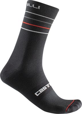 Castelli Endurance 15 Sock SS22 - Black-Silver Gray-Red - L/XL}, Black-Silver Gray-Red