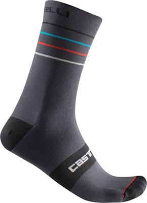 Castelli Endurance 15 Sock SS22 - Dark Gray-Sky Blue-Red - L/XL, Dark Gray-Sky Blue-Red