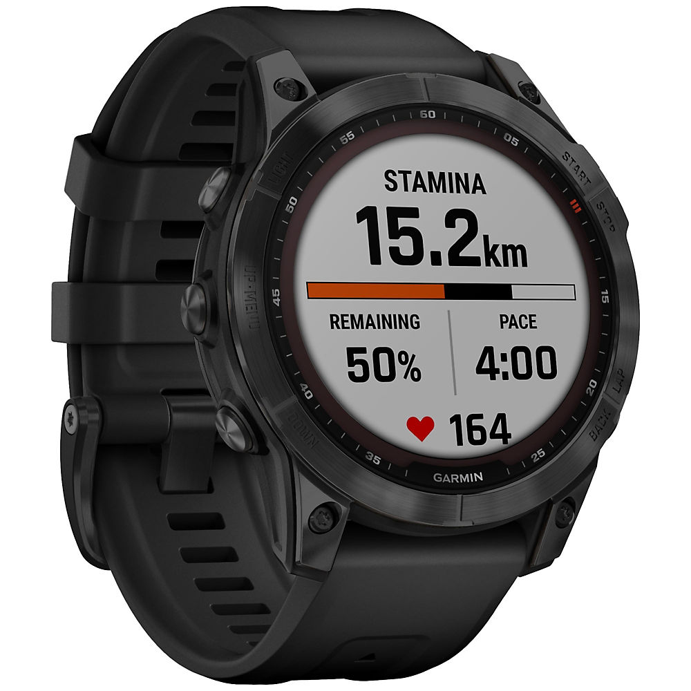 Image of Garmin fenix 7 Sapphire DLC Titanium GPS Watch SS22 - Black - Black, Black - Black