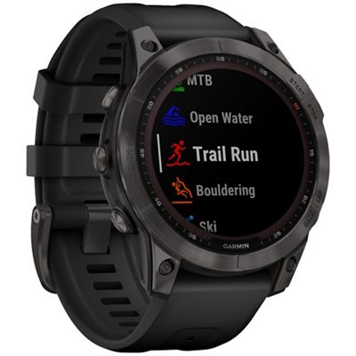 Garmin fenix 7 Sapphire DLC Titanium GPS Watch SS22 - Carbon Grey - Black, Carbon Grey - Black