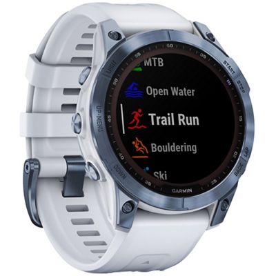 Garmin fenix 7 Sapphire DLC Titanium GPS Watch SS22 - Mineral Blue - Whitestone, Mineral Blue - Whitestone