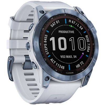 Garmin fenix 7X Sapphire Solar DLC GPS Watch SS22 - Mineral Blue - Whitestone, Mineral Blue - Whitestone