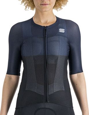 Sportful Women's Pro Cycling Jersey SS22 - Black Galaxy Blue - XS}, Black Galaxy Blue