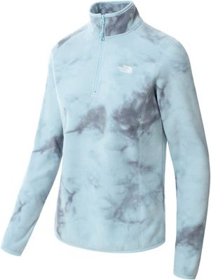 The North Face Women's 100 Glacier 1-4 Zip Fleece SS22 - Beta Blue Dye Texture Print - M}, Beta Blue Dye Texture Print