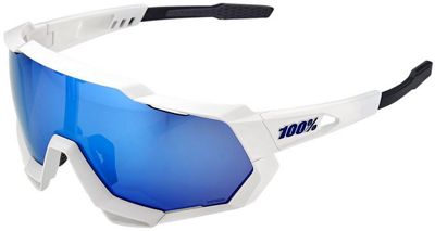 100% Speedtrap Matte White Mirror Sunglasses 2022 - White-Blue, White-Blue