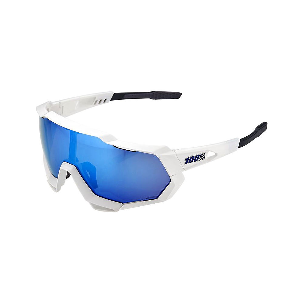 100% Speedtrap Matte White Mirror Sunglasses 2022 - White-Blue, White-Blue
