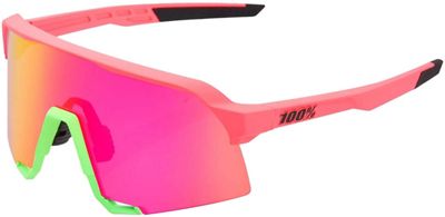100% S3 Matte Neon  Mirror Lens Sunglasses 2022 - Neon Pink, Neon Pink
