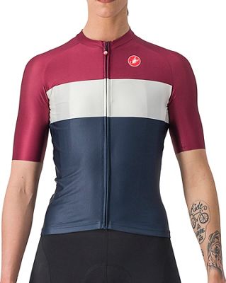 Castelli Women's Aero Pro Jersey SS22 - Saville Blue-Ivory-Bordeaux - S}, Saville Blue-Ivory-Bordeaux