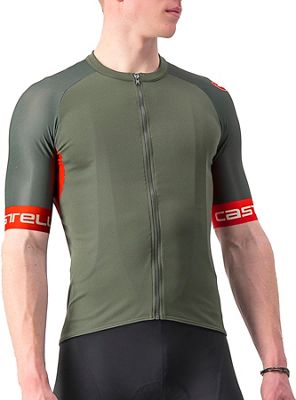 Castelli Entrata VI Jersey SS22 - Miltary Green-Fiery Red - L}, Miltary Green-Fiery Red