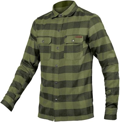 Endura Hummvee Flannel Shirt AW22 - Bottle Green - L}, Bottle Green