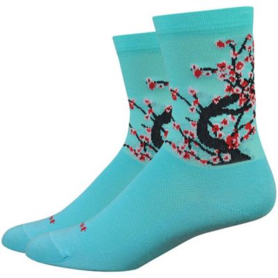 Defeet Aireator Womens 4" Blossom Neptune Socks AW22 - Blue-Black - S}, Blue-Black