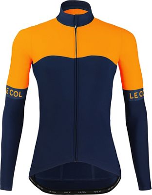 LE COL Womens Sport Long Sleeve Jersey AW22 - Navy-Saffron - L}, Navy-Saffron